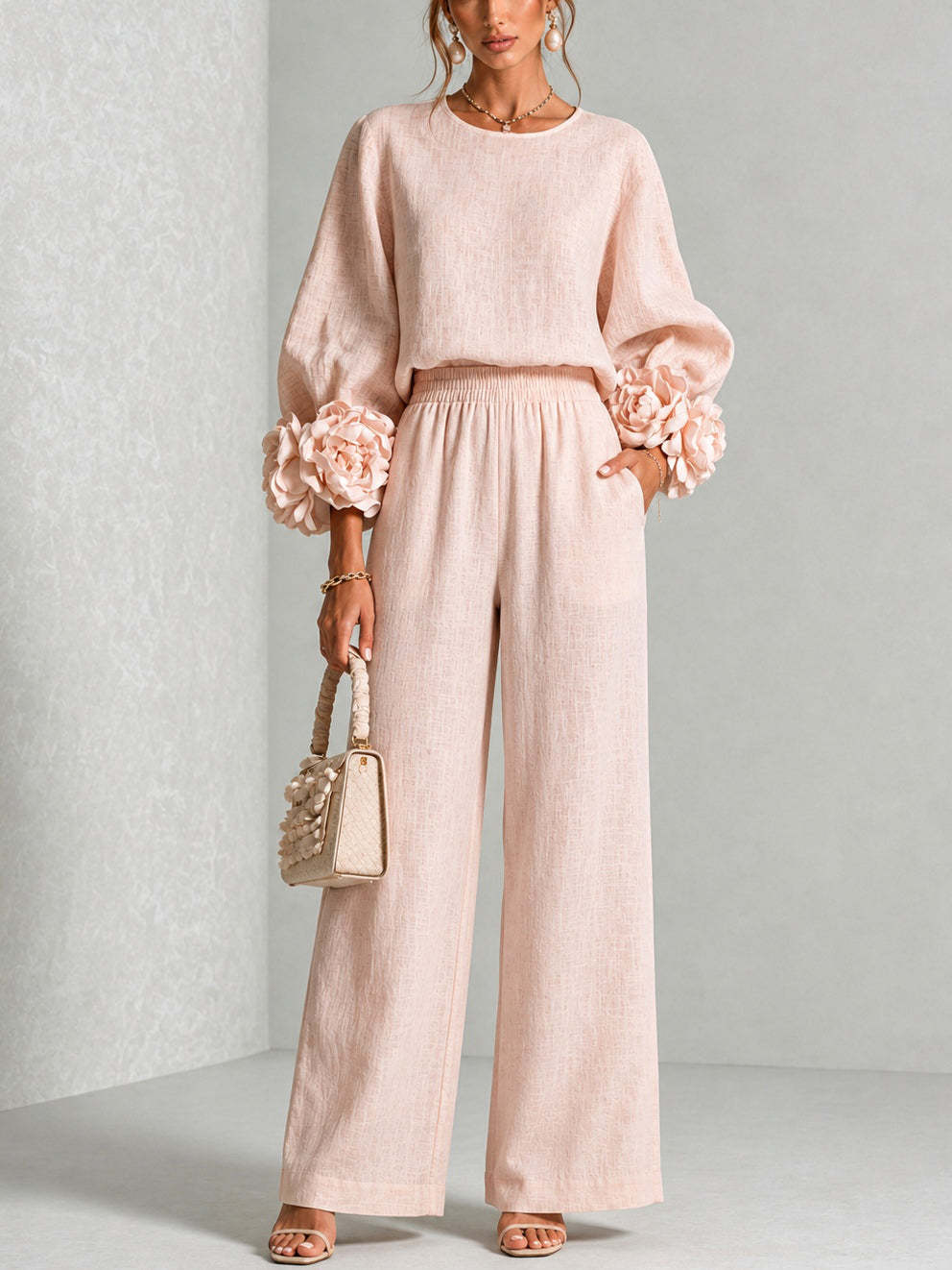 Linen Pant Wide - Женский комплект из двух предметов из